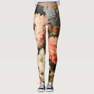 Leggings Illustration florale vintage avec fleurs mélangées