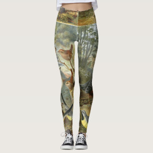 Leggings Illustration vintage colorée des oiseaux