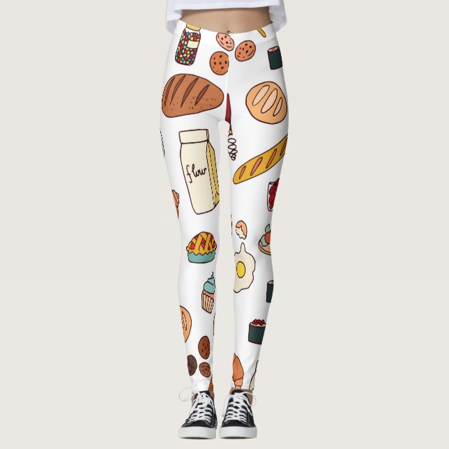 Leggings Illustrations alimentaires vintages : motif sans s (Devant)