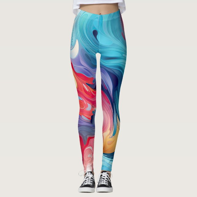 Leggings Imaginaire abstrait coloré (Devant)
