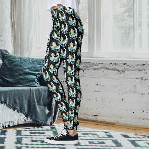 Leggings Imaginaire Art déco de la lune de sirène de Blonde