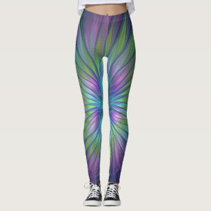 Leggings Imaginaire brillant coloré Fleur Abstrait Fractal