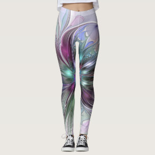 Leggings Imaginaire coloré Abstrait Fleur fractale moderne