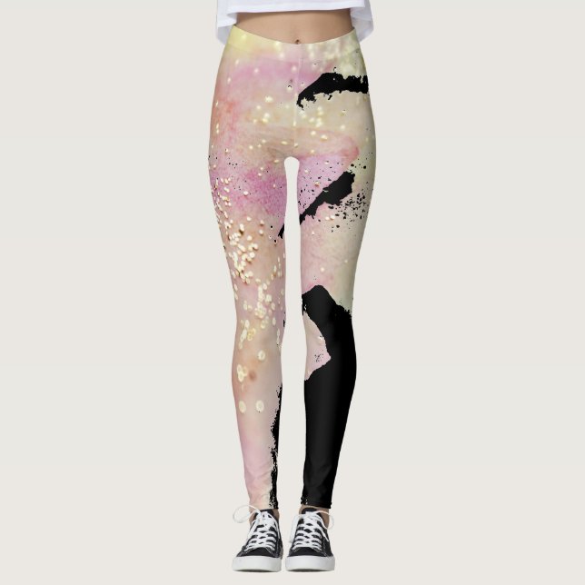 Leggings Imaginaire d'aquarelle d'étincelle et de parties (Devant)