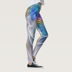 Leggings Imaginaire Floral, Fleur Fractale Abstraite coloré