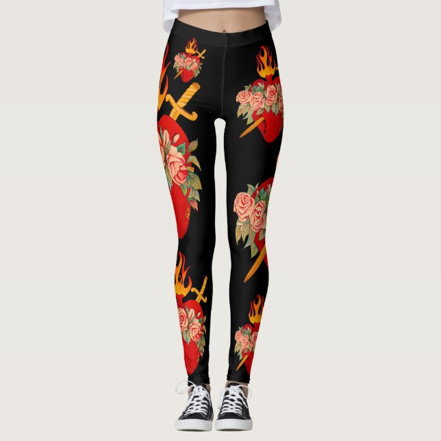 Leggings Immaculer les jambes de coeur (Devant)