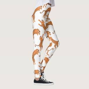 Leggings Impression d'animal Tigre Blanc motif de design