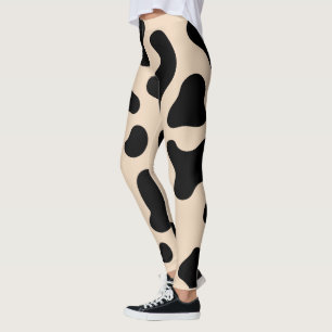 Leggings Impression de la peau et de la vache noire
