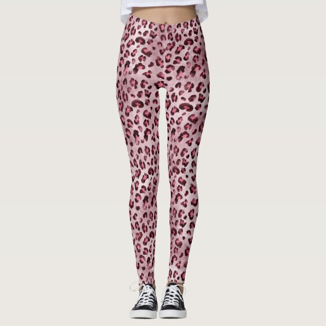 Leggings Impression de léopard rose artistique texture de f (Devant)