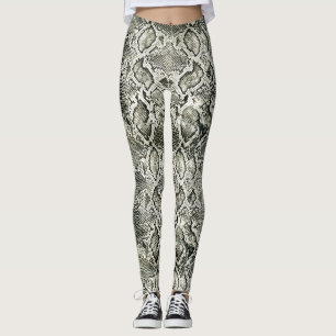Leggings Impression de serpent blanc