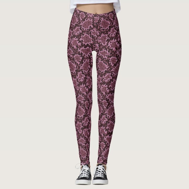 Leggings Impression de serpent rose (Devant)