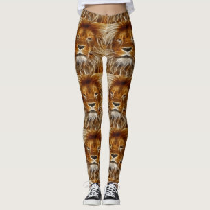 Leggings Impression de tête de lion Brown