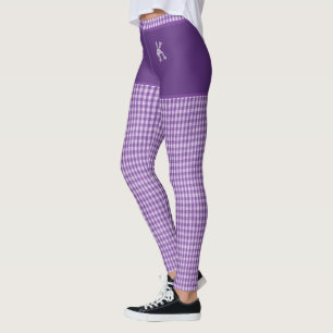 Leggings Impression de tissu À damiers violet première pers