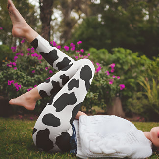Leggings Impression de vache noire et blanche