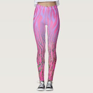 Leggings Impression demi-Parties scintillant rose tigre