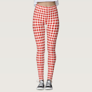 Leggings Impression en En vichy rouge et blanc