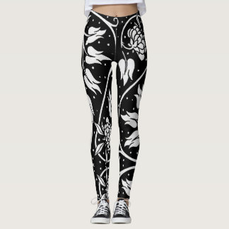 Leggings Impression florale noire et blanche de HotLeggings