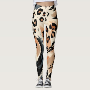 Leggings Impression léopard de style animalier exotique pei