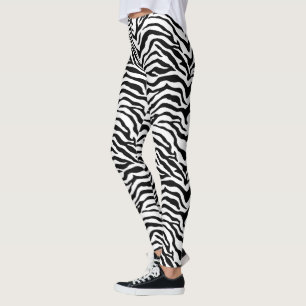 Leggings Impression rayée Zèbre noir et blanc