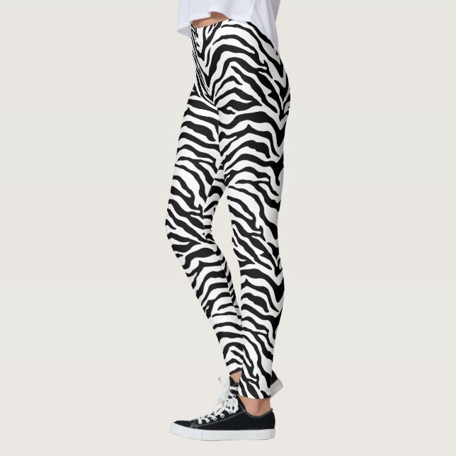 Leggings Impression rayée Zèbre noir et blanc (Gauche)