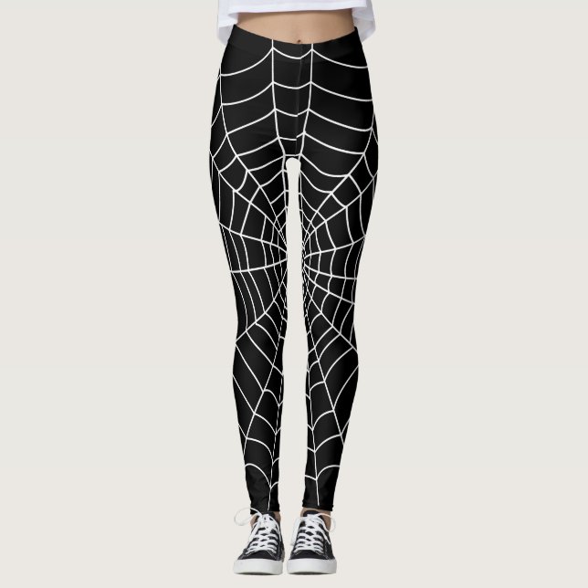 Leggings Impression Web Halloween noir et blanc Spider (Devant)