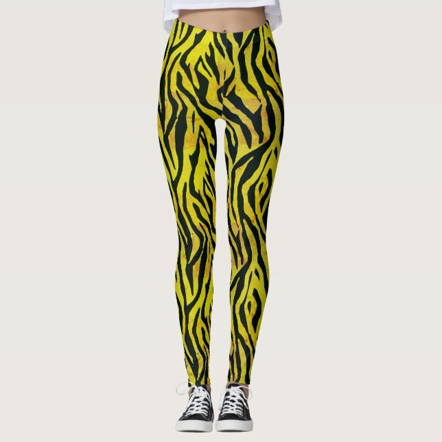 Leggings Impression Zèbre jaune et noir (Devant)