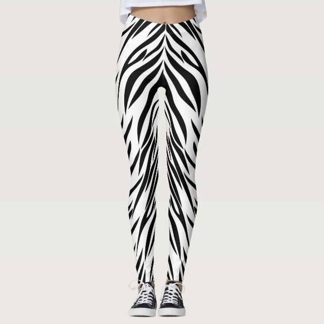 Leggings Impression Zèbre noir et blanc (Devant)