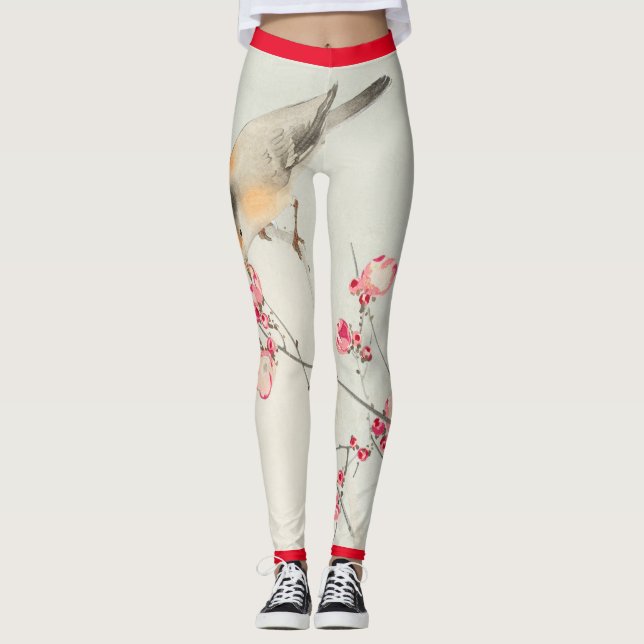 LEGGINGS IMPRIMANTE JAPONAISE DE BLOSSOMS D'OISEAUX ET DE C (Devant)