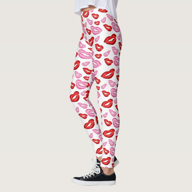 Leggings Imprimantes tendance rouge et rose rouge à lèvres (Gauche)