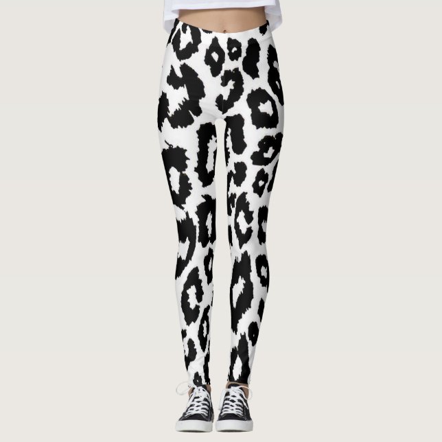 Leggings Imprimé animalier léopard noir et blanc  (Devant)