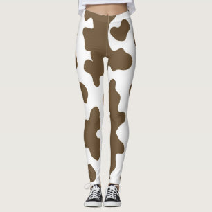 Leggings Imprimé de vache marron rustique et blanc Country 