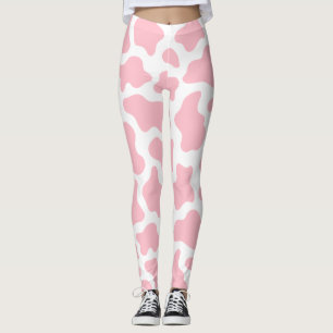 Leggings imprimé de vache rose pastel kawaii