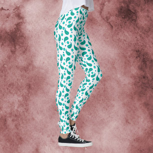 Leggings Imprimé floral à motifs cachemire sarcelle et turq