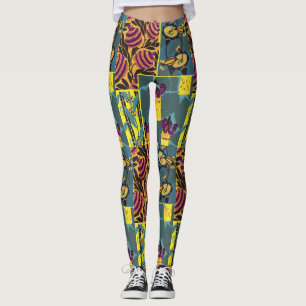 Leggings Imprimé floral violet et sarcelle maximaliste vibr