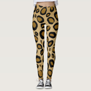 Leggings Imprimé Guépard Taches Impression Léopard Or Beige