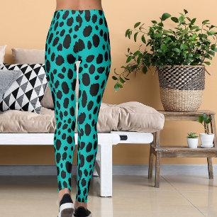 Leggings Imprimé Safari Motif Cyan Et Gris Foncé Léopard