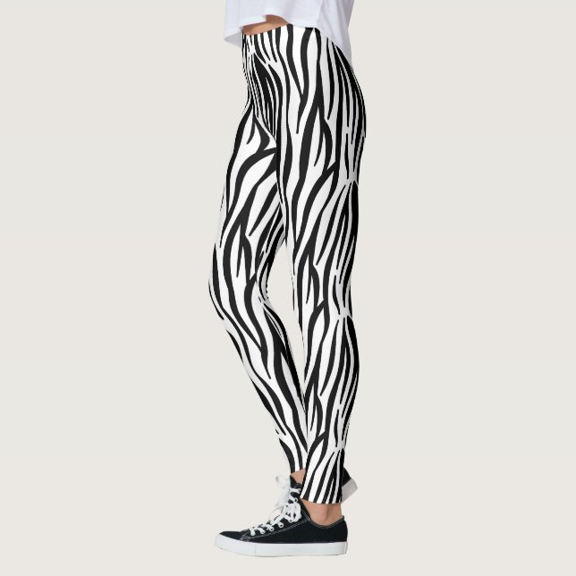 Leggings imprimé zèbre noir blanc (Gauche)