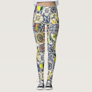 Leggings Imprimer Motif Majolica