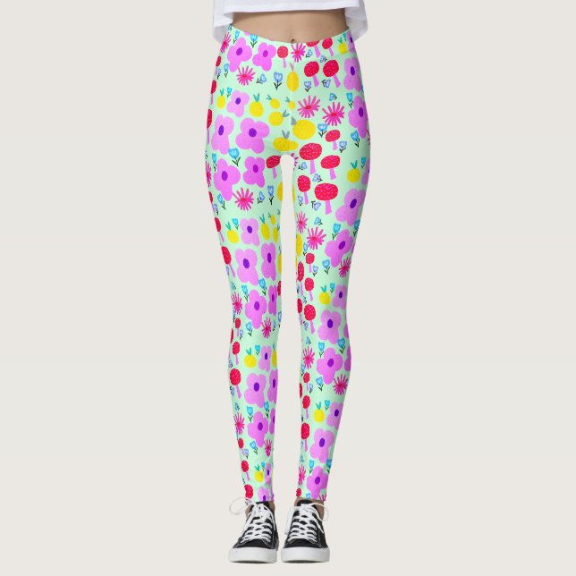 Leggings imprimés Botanical PomPoms (Devant)
