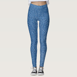 Leggings imprimés partout motif jeans bleu denim