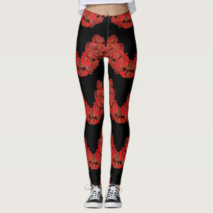 Leggings in Red and BLack Unique Roses
