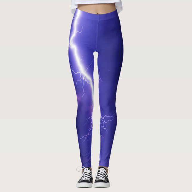 Leggings in the lightning blue night sky style (Front)