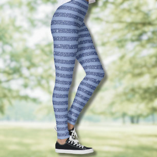 Leggings Indigo foncé Pailleté Style Rayures Horizontales