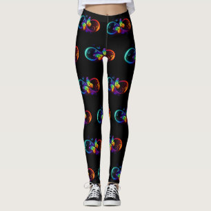 Leggings Infini vibrant avec papillon arc-en-ciel sur noir
