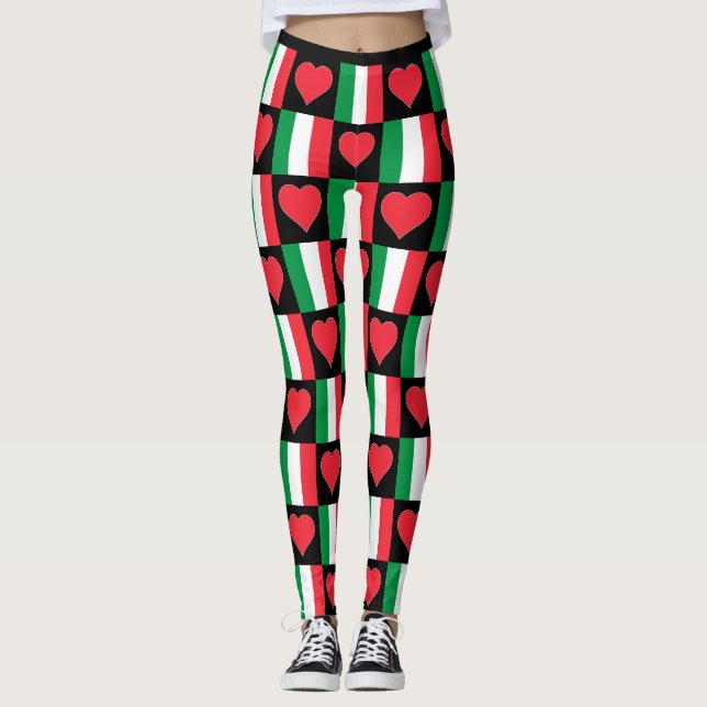 Leggings Italie Drapeau Coeur Motif mignon Patriotique Ital (Devant)