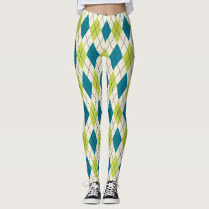 Leggings Jacquard bleu et vert