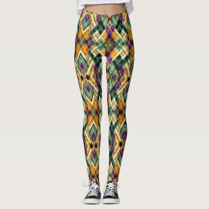 Leggings Jacquard Mardi Gras jaune violet vert