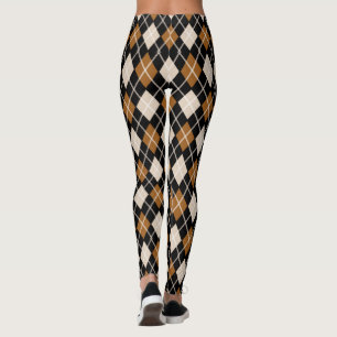 Leggings Jacquard Motif noir et Brown sans couture