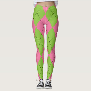 Leggings Jacquard rose et vert