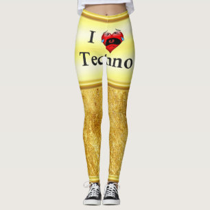 Leggings J'adore la techno avec un coeur rouge drôle chant